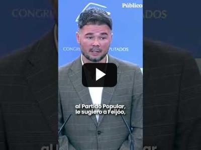 Embedded thumbnail for Video: Rufián, a Feijóo sobre los &amp;quot;delincuentes&amp;quot; en listas electorales: &amp;quot;Igual se quedan cuatro en Génova&amp;quot;
